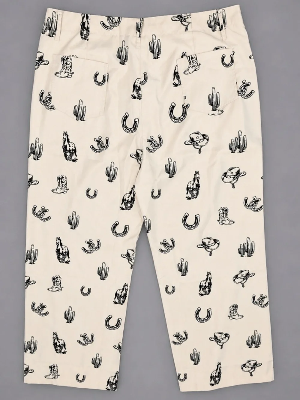 Western Print Pants Horse Cactus Tan Wide Leg Size XXL - Picture 3 of 6
